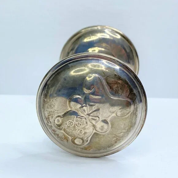 Vintage Lunt Sterling Silver Baby Rattle 1979 Teddy Bear Design SS126